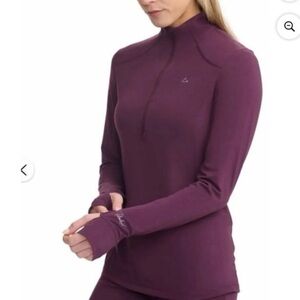 Paradox Women's Merino Wool Blend 1/4 Zip Base Layer Top Purple, Size Medium